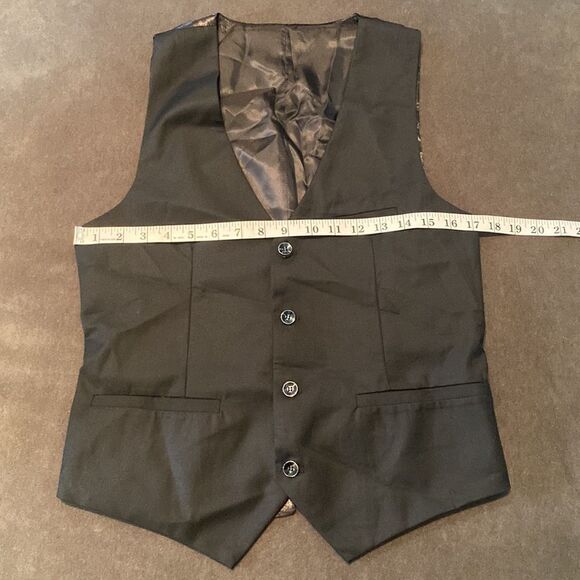 Men’s 3 Piece Slim Fit Tuxedo Black with Red Detail Shawl Lapel Size XS NWT - Picture 12 of 16